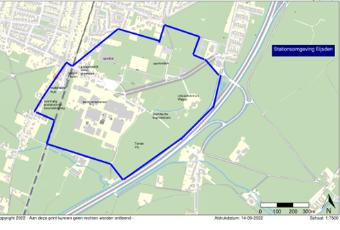 Kaart van het gebied van project stationsgebied en omgeving. 